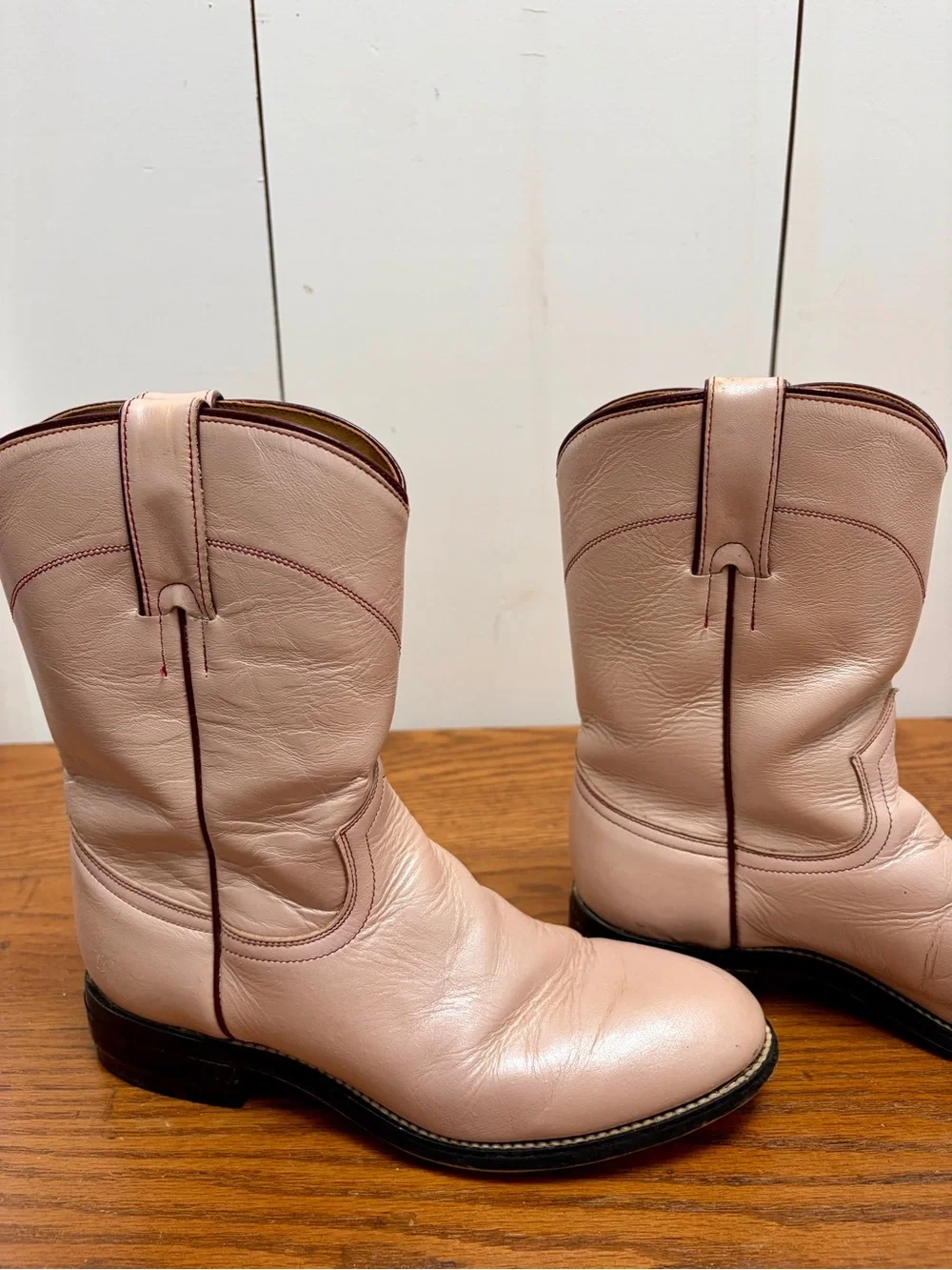 Justin Vintage Dusty Pink Roper Cowboy Boots - Girls Size 4